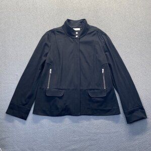 Chicos Blazert Jacket Size 2 Black Full Zip Lightweight‎ Travel,Stretch,Pockets